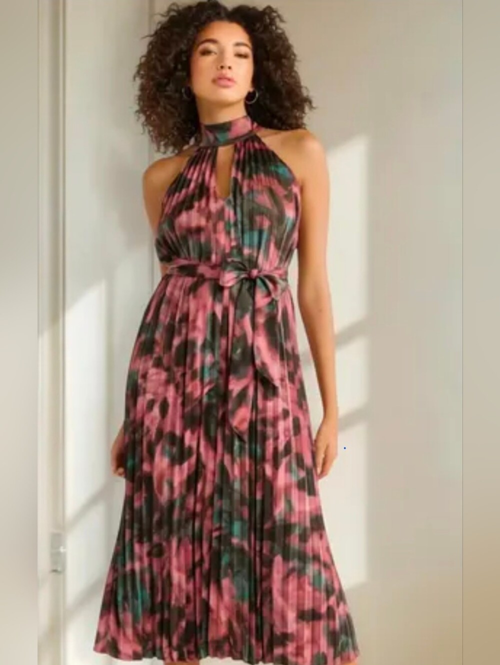 Sofia by Sofia Vergara Pleated Floral Midi Dress
